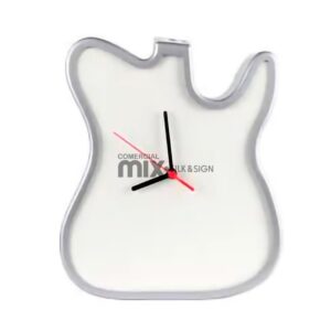 Guitarra Relógio para Sublimação Prateada