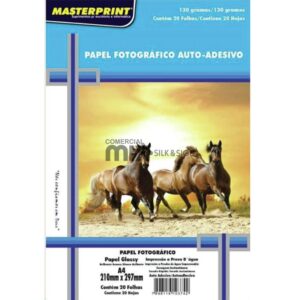 Papel fotográfico auto adesivo 130g/20 folhas glossy