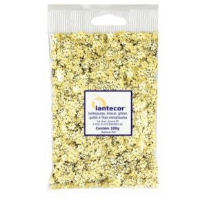 Lantejoulas Flor Metal Ouro Claro 100g