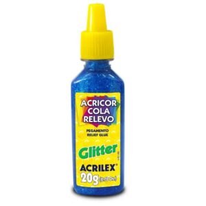 Cola Acricor cola relevo Glitter Azul 20g