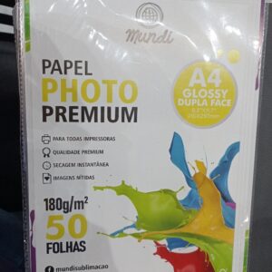 Papel MUNDI Photo Premium - Glossy DUPLA FACE A4 180gr 50 folhas