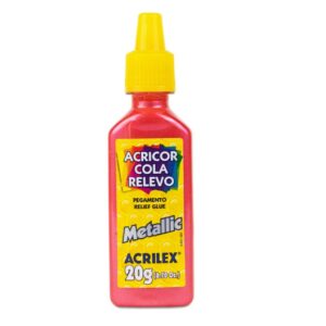 Cola Acricor cola relevo metallic Vermelho 20g