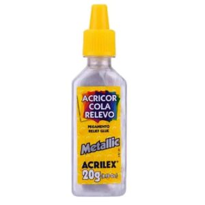Cola Acricor cola relevo metallic branco 20g