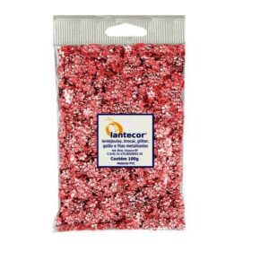 Lantejoulas Flor Metal Vermelha 100g