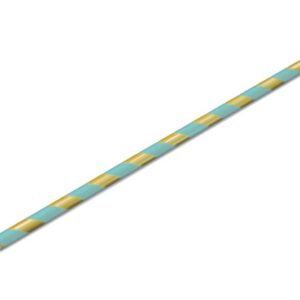 Canudo de Papel Listrado Azul Dourado 15un