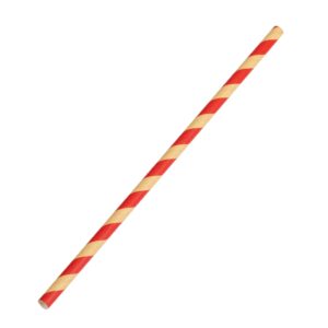 Canudo de Papel Listrado Kraft Vermelho 20un