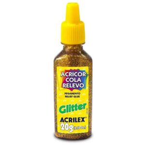Cola Acricor cola relevo Glitter Ouro 20g
