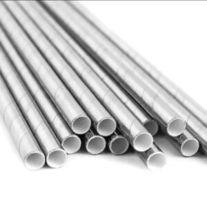 Canudo papel liso Prata 15 unidades