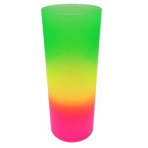 Copo long drink ACRILICO tricolor Verde amarelo rosa fluorescente 300ML