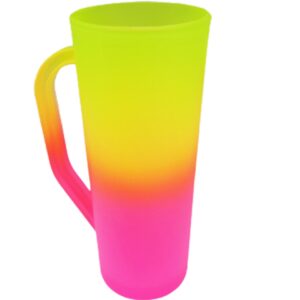 Copo Slim bicolor Amarelo e Rosa FLÚOR 400ml