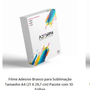 Adesivo para ESTAMPAR em SUBLIMAÇÃO BRANCO BRILHANTE A4-10 folhas
