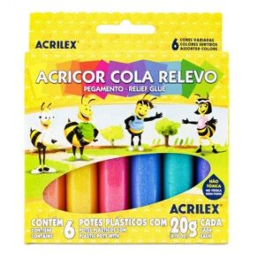 Cola Acricor cola relevo 6 cores 20g
