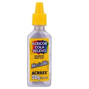Cola Acricor cola relevo metallic Prata 20g