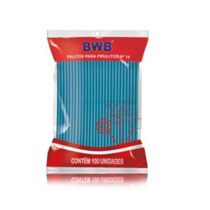 Palitos para pirulitos tubo pet Azul Solido n14 100un