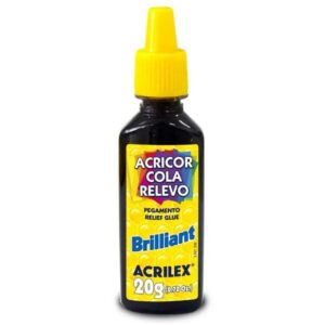 Cola Acricor cola relevo Brilhante Preto 20g