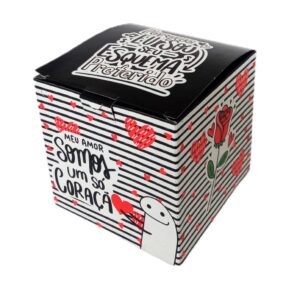 CAIXA P/ CANECA ESTAMPADA MEU AMOR SOMS UM SÓ CORAÇÃO