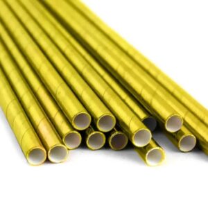 Canudo papel liso Dourado 15 unidades