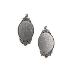 Base Colar Metal Camafeu Rosas Cor Prata Envelhecida 2und