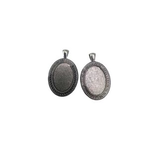 Colar Oval Risquinho Cor Prata Velha 2und.