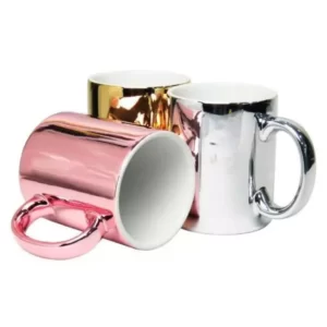 CANECA DE PORCELANA CROMADA 325ml - VÁRIAS CORES
