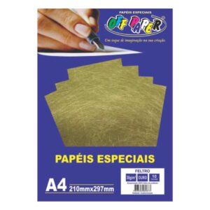 Papeis Especiais: Feltro Ouro - A4/30g/10folhas