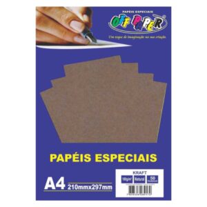 Papeis Especiais: Papel Kraft Natural - A4/180g/50 folhas