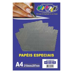 Papeis Especiais: Papel Estampado Preto com Bolinhas - A4/180g/10 folhas