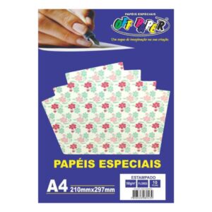 Papeis Especiais: Papel Estampado Flores - A4/180g/10 folhas