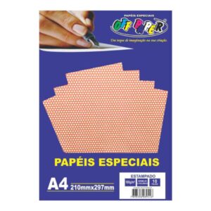Papeis Especiais: Papel Estampado Vermelho com Bolinhas - A4/180g/10 folhas