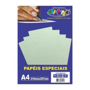 Papeis Especiais: Papel Estampado Azul com Bolinhas - A4/180g/10 folhas