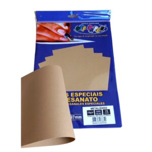 Papeis Especiais: Papel Metalizado Ouro Velho - A4/150g/15 folhas