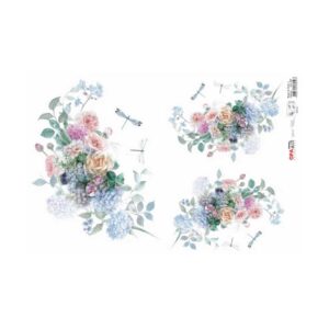 Papel Decoupage - Buque de Flores e Libélulas