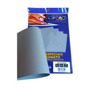 Papeis Especiais: Papel Metalizado Prata – A4/150g/15 folhas