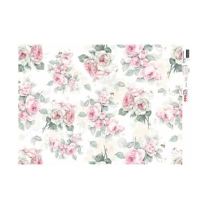 Papel Decoupage - Estampa Flores Rosas Vintage