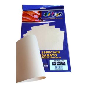 Papeis Especiais: Papel Metalizado Ouro - A4/150g/15 folhas
