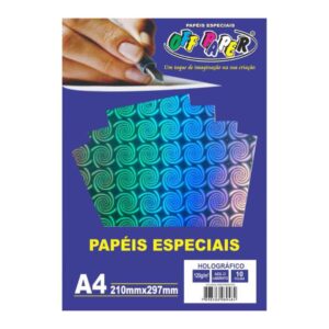 Papeis Especiais: Papel Holográfico Azul com Labirinto – A4/120g/10 folhas