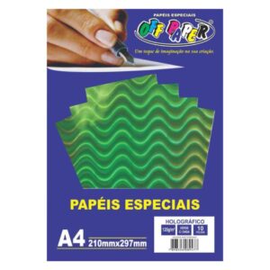 Papeis Especiais: Papel Holográfico Verde com Onda – A4/120g/10 folhas