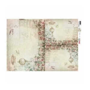 Papel Decoupage – Flor Rosas e Balões