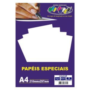 Papeis Especiais: Papel Couche Branco – A4/170g/50 folhas