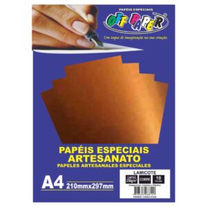 Papeis Especiais: Papel Lamicote Cobre - A4/ 250g/10 folhas