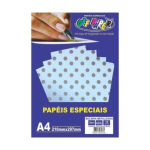 PAPEL BOLINHA METALIZADA AZUL A4 120G 10 FLS