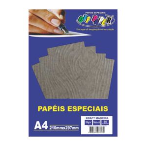 Papeis Especiais: Papel Kraft Madeira - A4/180g/50 folhas