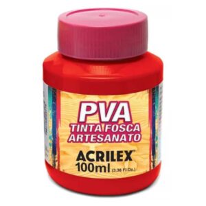 Tinta Fosca p/ Artesanato Vermelho Escarlate 100ml – Acrilex