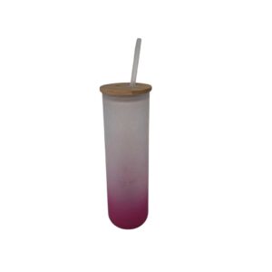 Copo c/Tampa Bambu e Canudo - 550ml