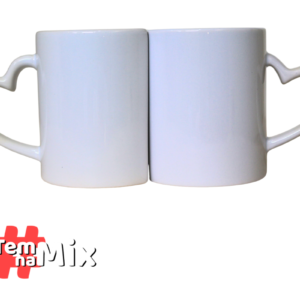 CANECA  DUPLA  ALÇA CORAÇÃO BRANCA