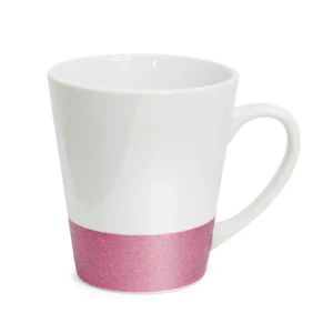CANECA CONICA BASE GLITTER ROSA 355ML