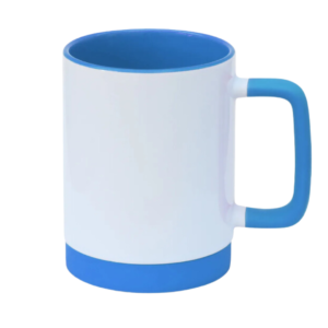 CANECA BRANCA ALCA E BASE EM SILICONE COM INTERIOR AZUL 325ML