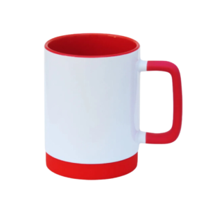 CANECA BRANCA ALCA E BASE EM SILICONE COM INTERIOR VERMELHA 325ML
