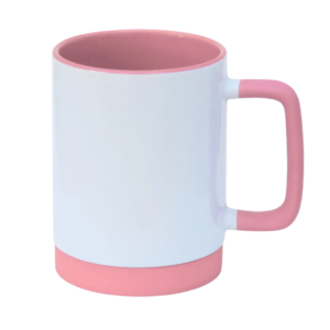 CANECA BRANCA ALCA E BASE EM SILICONE COM INTERIOR ROSA 325ML