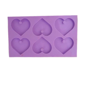 R42 MOLDE DE SILICONE RESINA 6 CORACOES